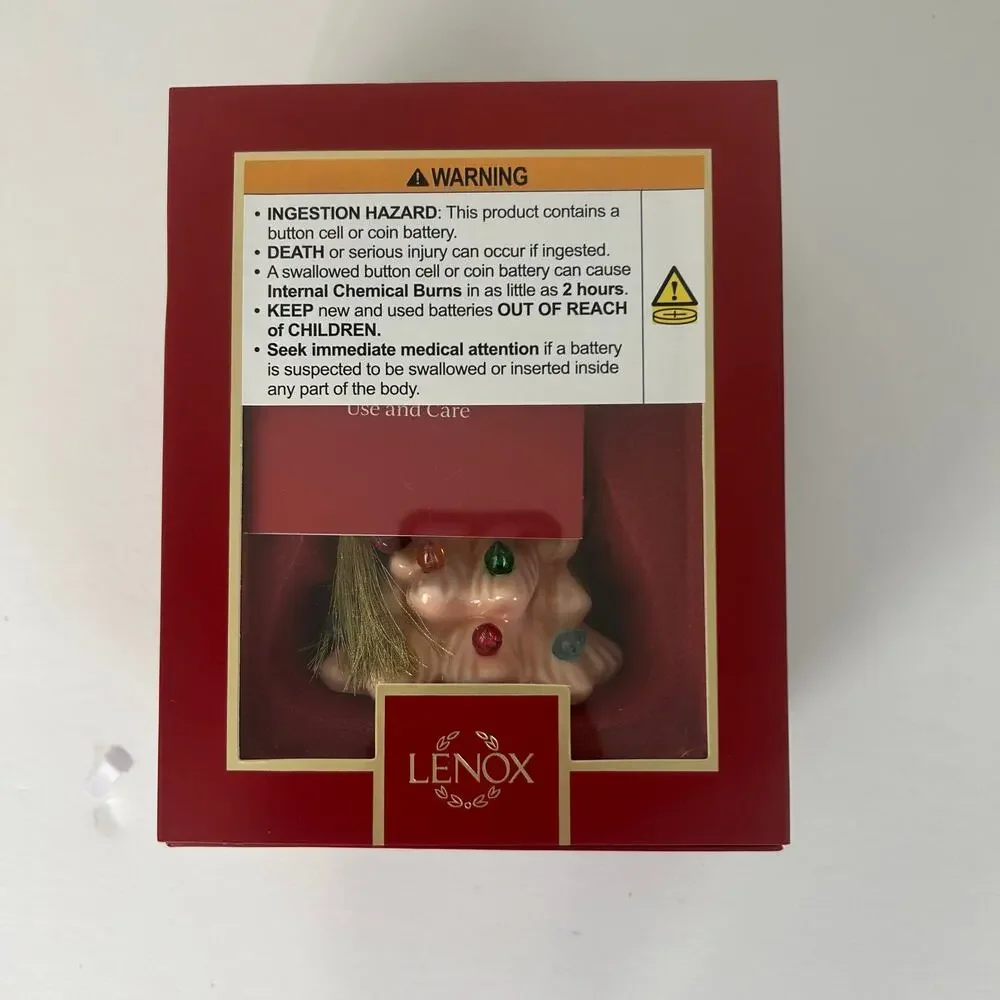Lenox Treasured Traditions Pink Christmas Tree Ornament Light Up NIB